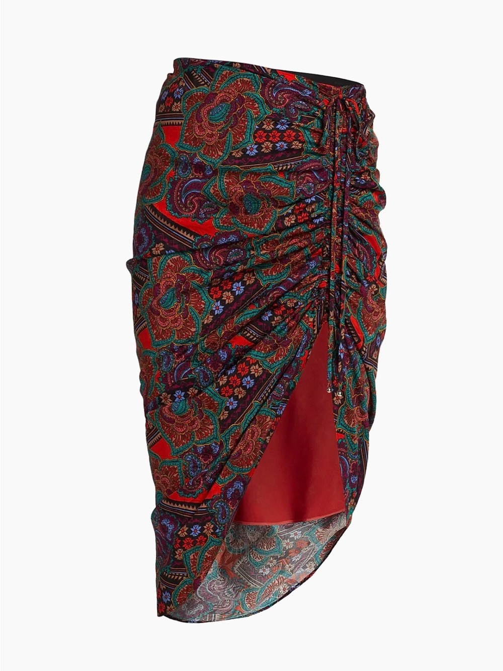 Veronica Beard Red Floral Paisley Asymmetric Skirt